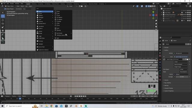 52 - Ground Floor Ceiling Material. CREATING A MODERN HOUSE in Blender