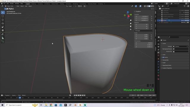 39 - Bathroom Toilet Base. CREATING A MODERN HOUSE in Blender