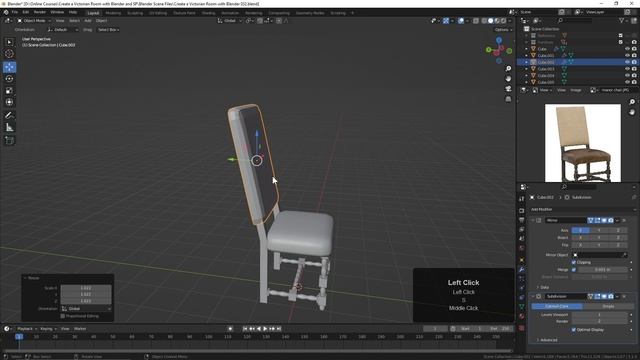 033. Finishing the Side Chair in BLENDER Victorian Room