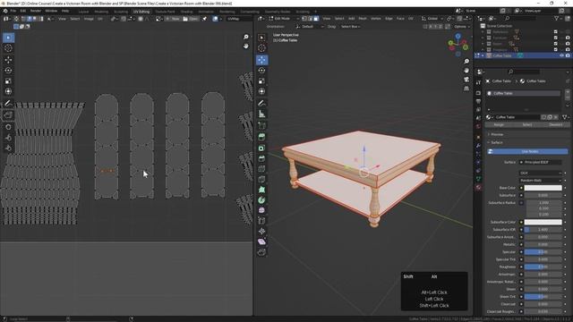 066. Aligning the Wood Grain of the Coffee Table in BLENDER Victorian Room