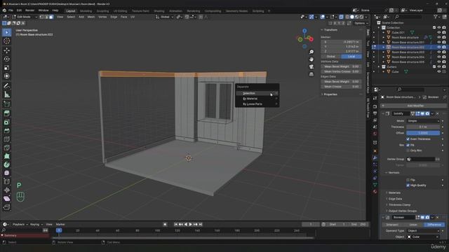 08. Wooden boards and Crown Molding. ISOMETRIC SCENE в Blender видео уроки