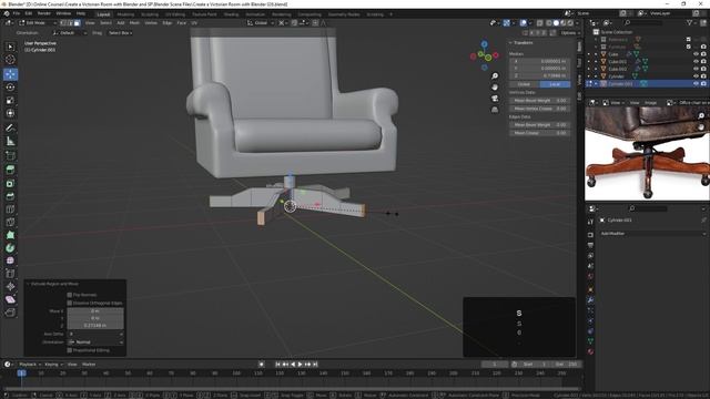 026. Modeling the Legs of the Desk Chair in BLENDER Victorian Room