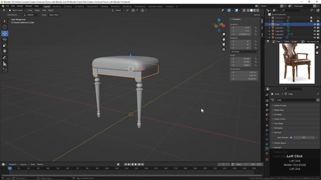 015. Creating the Legs of the Dining Chair in BLENDER Victorian Room