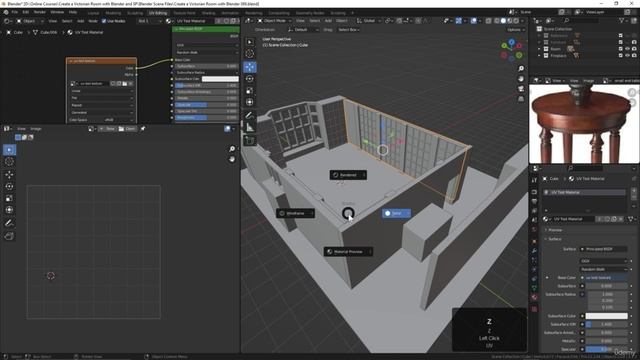 089-1. Beginning to UV Map the Room - Udemy in BLENDER Victorian Room