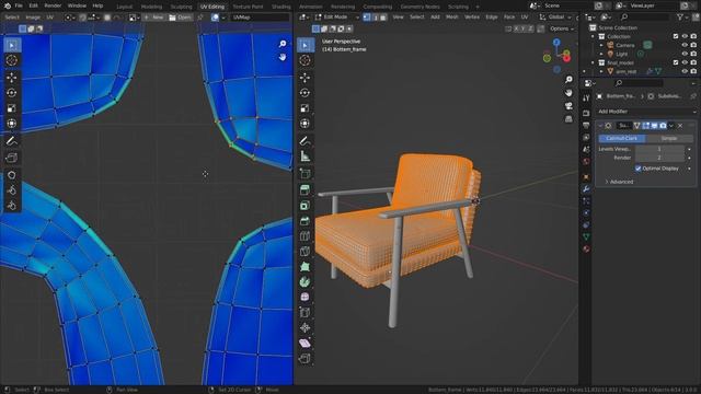 12 - UV Unwrap - Fabric - Create furniture in blender видео уроки