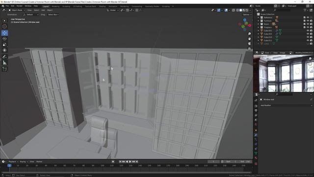 047. Finishing the Window Frames in BLENDER Victorian Room