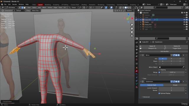 28. Female Body 7 Append the hand. BLENDER EDIT MODE for BEGINNERS