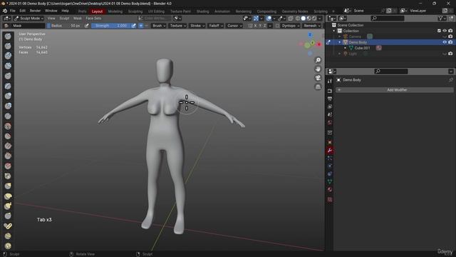 34. Female Body 13. BLENDER EDIT MODE for BEGINNERS