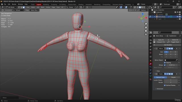 33. Female Body 12. BLENDER EDIT MODE for BEGINNERS