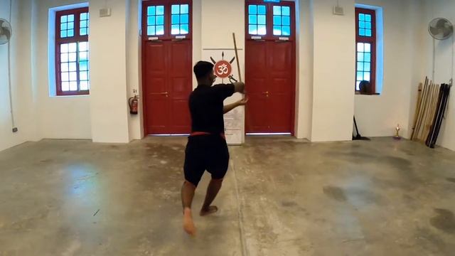 Kalari Payattu - Silambam (stick/staff) spinning movement 2