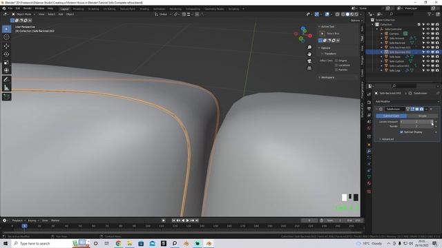 16 - Refining 3D Sofa Modeling Pt2. CREATING A MODERN HOUSE in Blender