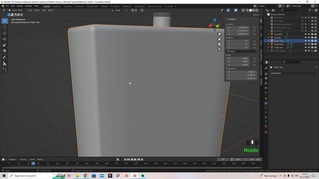 41 - Toilet Booleans. CREATING A MODERN HOUSE in Blender