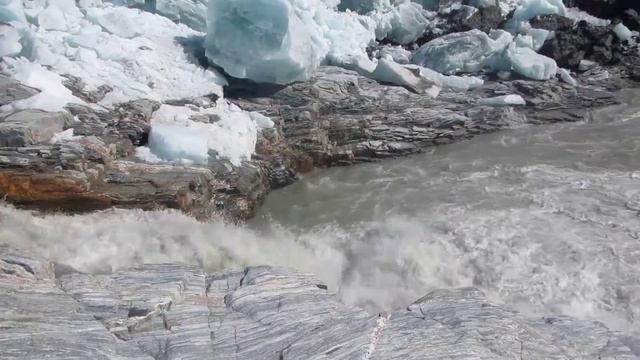 River near glacier. Greenland.