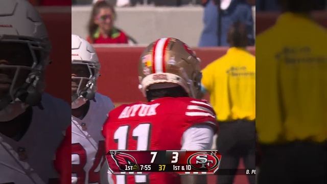 Brandon Aiyuk catches for a 16-yard Gain vs. Arizona Cardinals