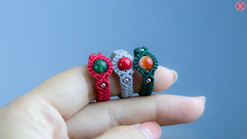 Macrame tutorial ｜ How to make a ring with gemstone ｜ DIY ｜ Easily to make and pretty for wear