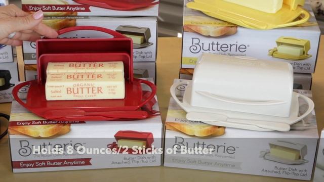 Butterie, A Butter Dish with Attached Flip-top Lid and Matching Spreader