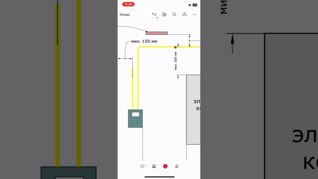 Расстояния от газового счётчика  и газовой трубы