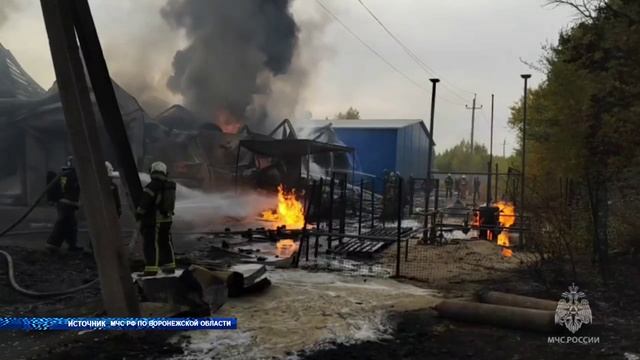 МЧС выясняет причины возгорания на складе в Новоусманском районе