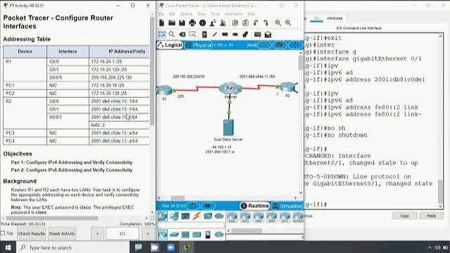 1.4.7 Packet Tracer - Configure Router Interfaces