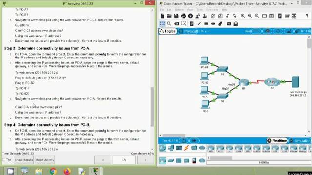 17.7.7 Packet Tracer - Troubleshoot Connectivity Issues