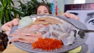 МУКБАНГ кинули на айфон СКУМБРИЯ ИКРА ГОРБУША СЕЛЕДКА пюрешка mukbang рыбный