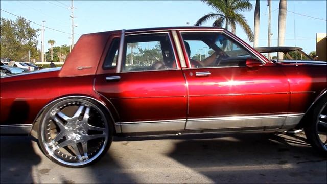 SUDAMAR PAINT AND BODY- CANDY BRANDYWINE BOX CHEVY LS BROUGHAM ON 26'S