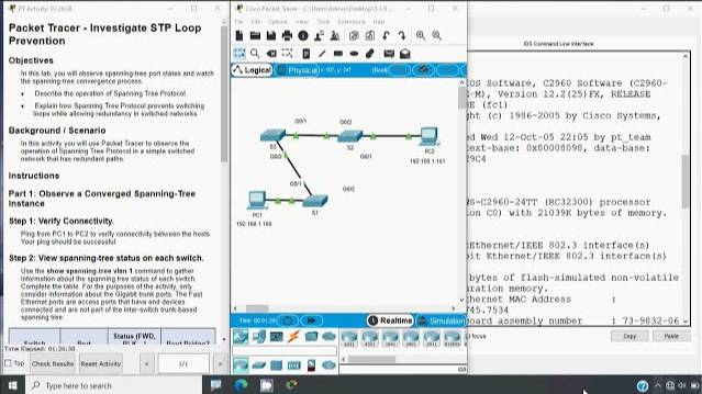 5.1.9 Packet Tracer - Investigate STP Loop Prevention