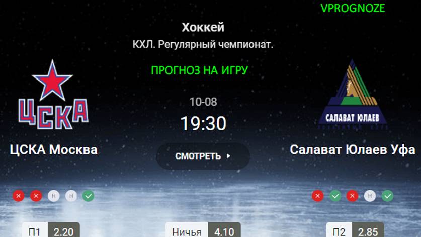 ❌ ❌ ❌ТОП игры дня КХЛ. ЦСКА - Салават Юлаев Уфа. прогноз на матч КХЛ. 8 октября 2024