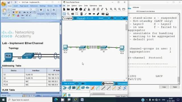 6.4.2 Lab - Implement Etherchannel