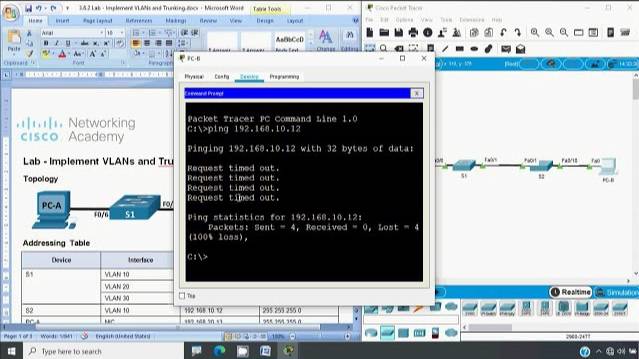 3.6.2 Lab - Implement VLANs and Trunking