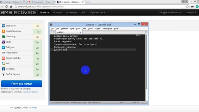 Видеоинструкция sms-activate.ru