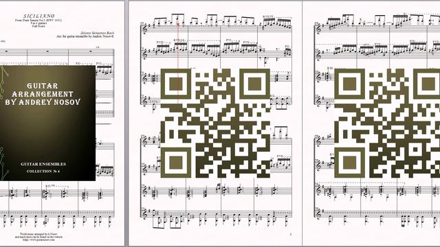 Siciliano from Flute Sonata No 2 (J.S.Bach) Ноты для 4-х гитар