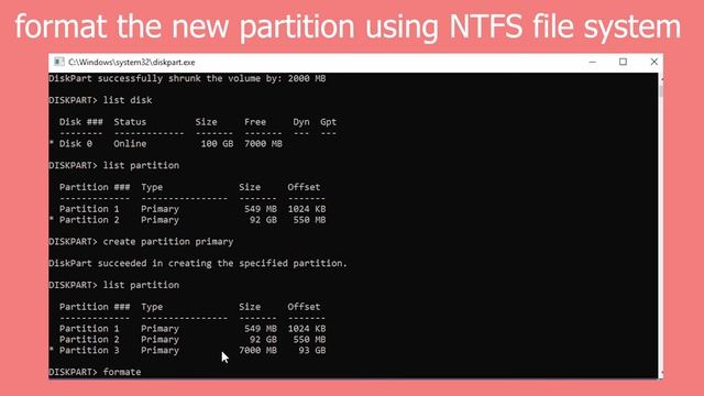 how to use diskpart  command to create ,delete ,shrink ,extend partition