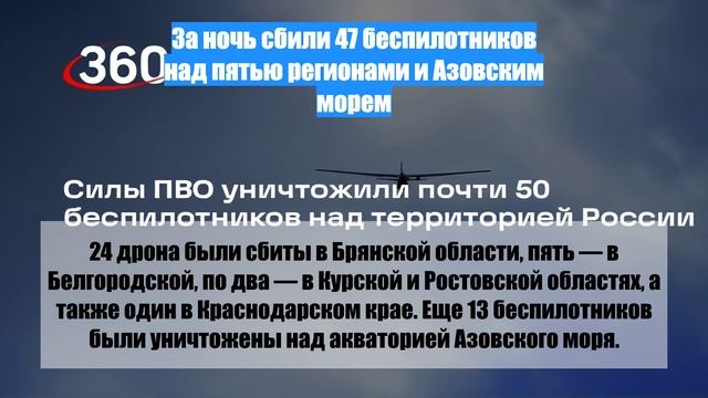 За ночь сбили 47 беспилотников над пятью регионами и Азовским морем