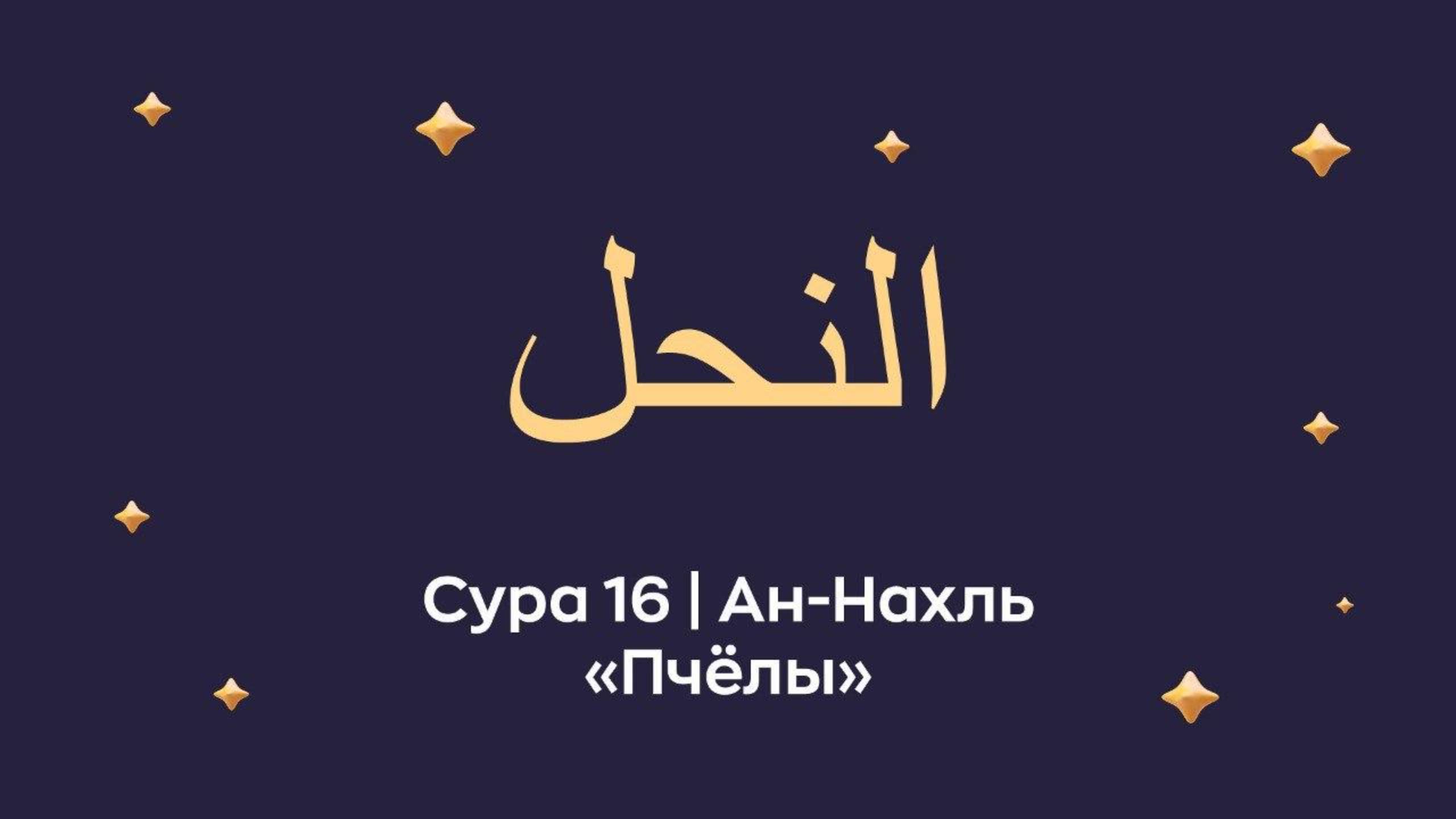 Сура 16 Ан-Нахль (Ан-Нахль - араб. النحل — Пчёлы).
Читает Мишари Рашид.