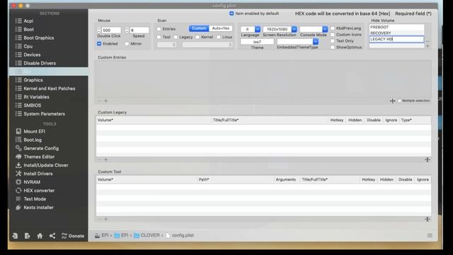 Hackintosh pulire boot entries clover