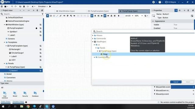 FactoryTalk Optix Reusable Graphics Part 5 - Create a Popup Window with a Dialog Box