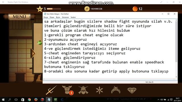 windows 10 shadow fight 2 hız hilesi