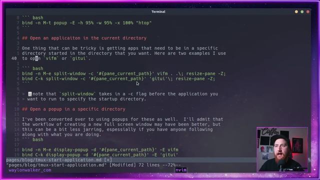 tmux start application