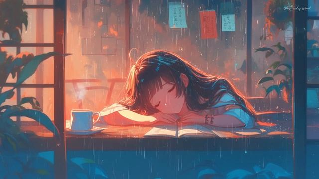 Relaxing Sleep Music With Rain Sounds On The Windows - Peaceful Piano Music, Warm Study Room