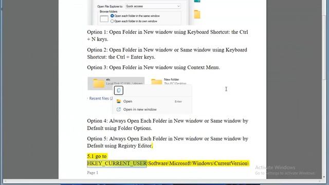 Open Folder in New or Same window in Windows 11