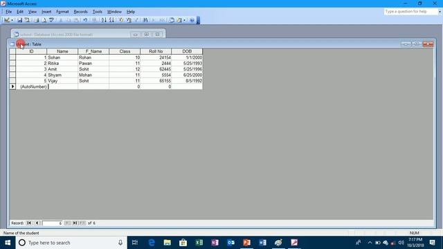 MS-Access 2003 Table Part 1