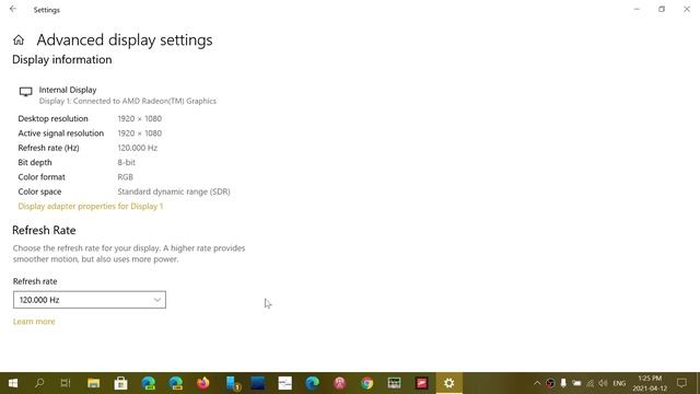 Windows 10 has a setting in Advanced display settings to change refresh rate