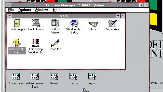 Microsoft Windows NT Version 3.1 Workstation (1993) Log Off, Startup, Log On, and Shutdown