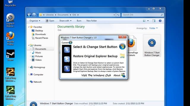 Change Start Button Windows 7