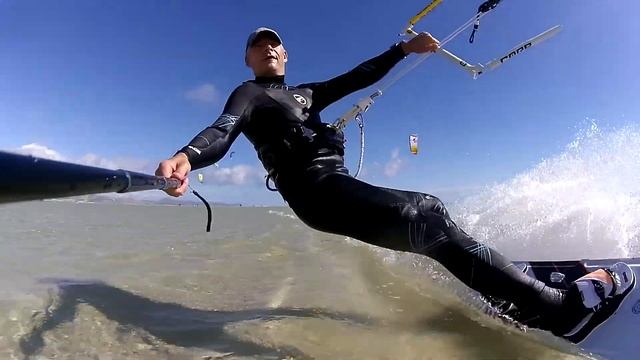 Kitesurfing in Sotavento. Jandia, Fuerteventura, Spain. November 2019.