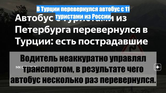 В Турции перевернулся автобус с 11 туристами из России