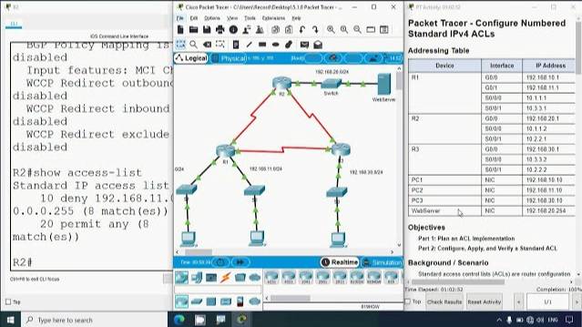 5.1.8 Packet Tracer - Configure Numbered Standard IPv4 ACLs