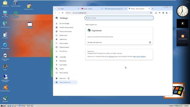 Supermium 122 based on Chrome 122 is startable on Windows 2000 with KernelEx but it crashes soon