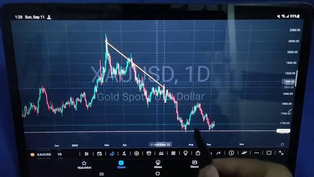 Samsung Tab Galaxy S7 FE - Drawing on tradingview